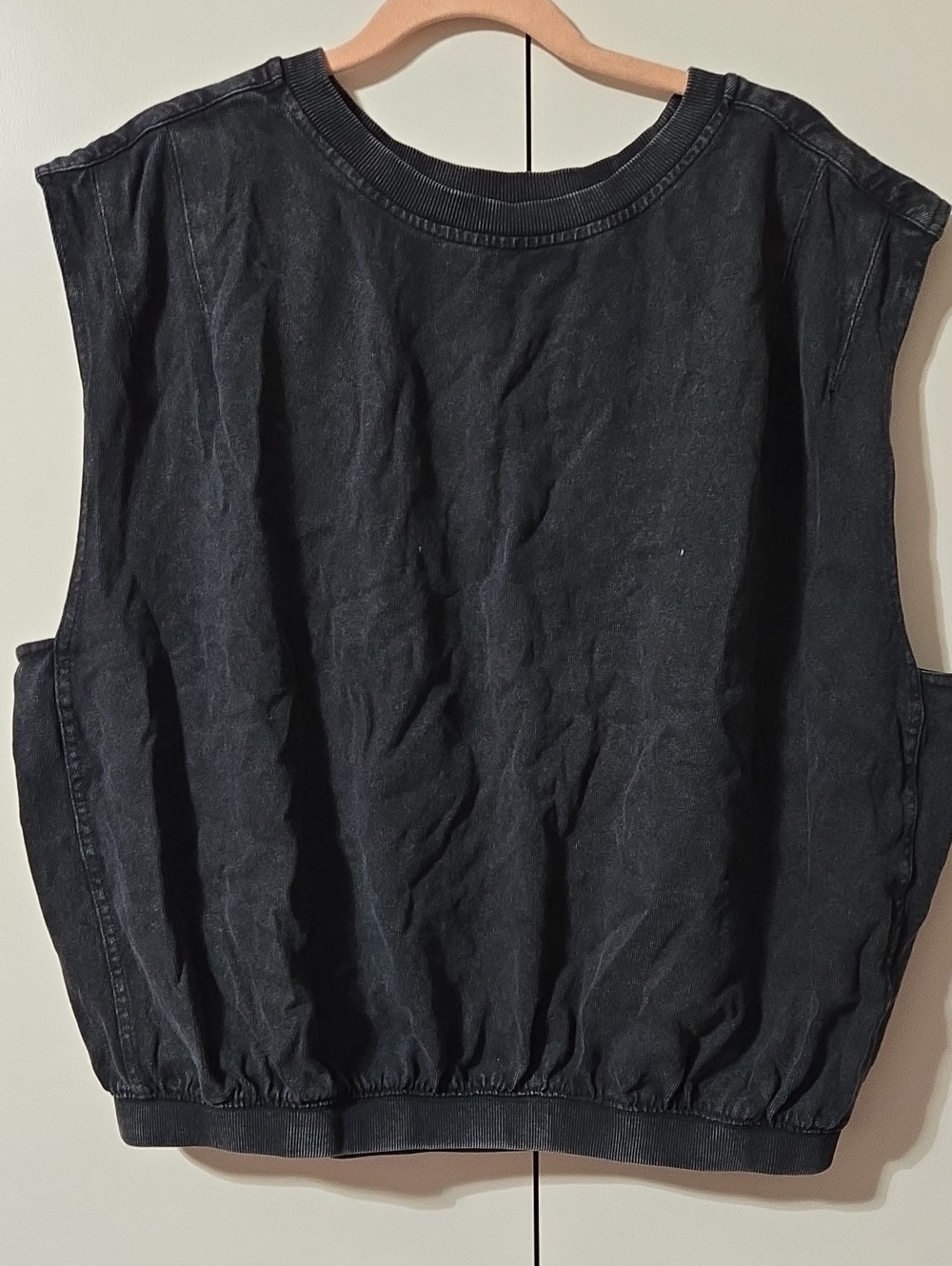 We The Free Washed Black Sleeveless Pullover Sweatshirt